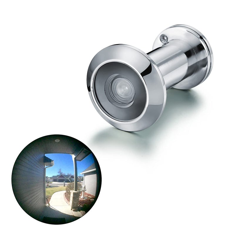 TOGU TG2814YG-PH Solid Brass UL Listed HD Glass Lens 220-degree Door Viewer Peephole with Heavy Duty Privacy Cover for 1-3/8" to 2-1/6" Doors, Polished Chrome Finish - Image 1
